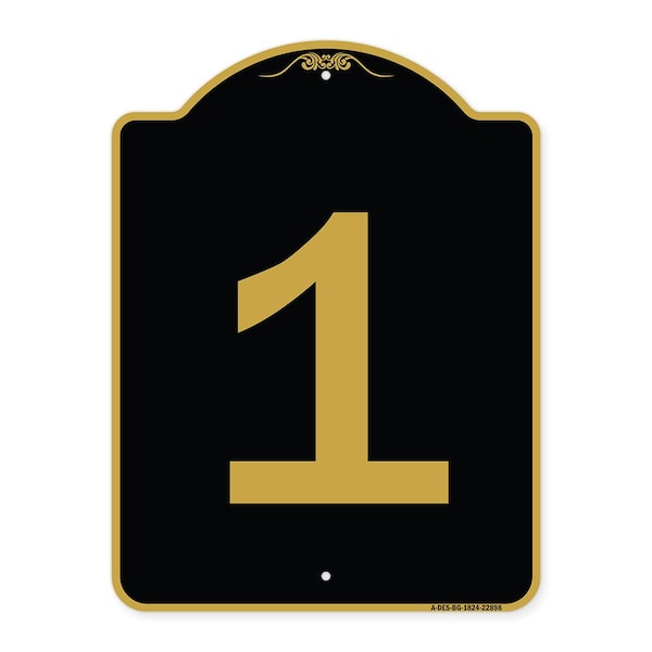 Signmission Designer Series Sign-Sign W/ Number 1, Black & Gold Aluminum Sign, 18" x 24", BG-1824-22898 A-DES-BG-1824-22898 - main
